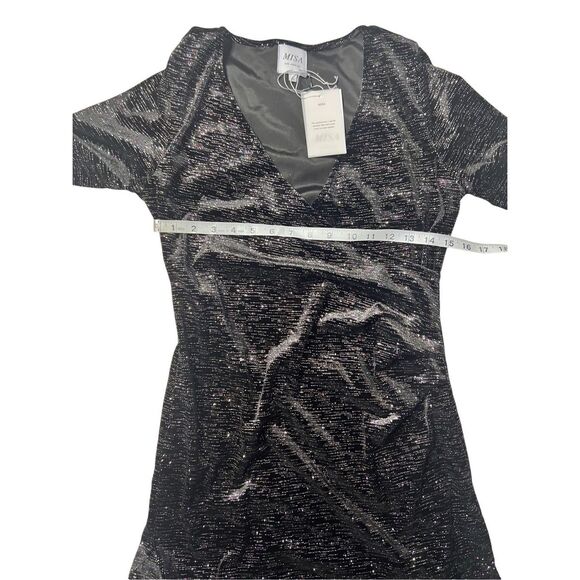 Misa Los Angeles Women's Setarah Metallic Faux-Wrap Midi Dress Large NWT - Picture 4 of 7